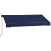 8' x 6.5' Retractable Awning Blue 280gsm UV Resistant Sunshade Shelter for Deck Balcony Yard