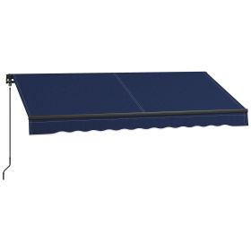 8' x 6.5' Retractable Awning Blue 280gsm UV Resistant Sunshade Shelter for Deck Balcony Yard