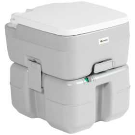 Outsunny Portable Toilet for Adults 5.3 Gallon, Porta Potty with Level Indicator, T-Type Water Outlets and Anti-Leak Handle Pump for Camping, Boa