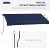 8' x 6.5' Retractable Awning Blue 280gsm UV Resistant Sunshade Shelter for Deck Balcony Yard