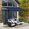 8' x 6.5' Retractable Awning Blue 280gsm UV Resistant Sunshade Shelter for Deck Balcony Yard