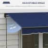 8' x 6.5' Retractable Awning Blue 280gsm UV Resistant Sunshade Shelter for Deck Balcony Yard