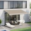 13' x 8' Manual Retractable Sun Shade Patio Awning with Durable Design & Adjustable Length Canopy, Beige