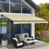 Retractable Awning 12x10 UV Protection Sunshade Beige for Deck Balcony Yard