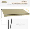 Retractable Awning 12x10 UV Protection Sunshade Beige for Deck Balcony Yard