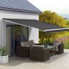 16'x10' Electric Retractable Awning Sunshade Shelter with Remote Controller, Crank Handle for Deck Balcony Yard, Black