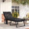 Folding Chaise Lounge Chair Outdoor Tanning Chair with 5-Position Backrest, Cushion, Side Pocket, Black