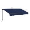 8' x 6.5' Retractable Awning Blue 280gsm UV Resistant Sunshade Shelter for Deck Balcony Yard