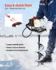 Gas Powered Ice Auger, 52CC 2-Stroke Ice Fishing Augers with 8" Steel Drill Bit, Cold-Resistant & Portable Post Hole Digger