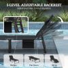 Folding Chaise Lounge Chair Outdoor Tanning Chair with 5-Position Backrest, Cushion, Side Pocket, Dark Gray