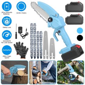 Mini 4-inch And 6-inch Chain Saws Will Not Be Shipped On Weekends (Option: Blue)