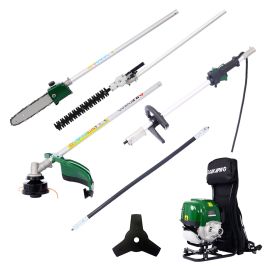 Backpack 4 In 1 Multi-Functional Trimming Tool, 38CC 4-stroke Garden Tool System With Gas Pole Saw, Hedge Trimmer, Grass Trimmer, And Brush Cutte (Option: Dark Green)