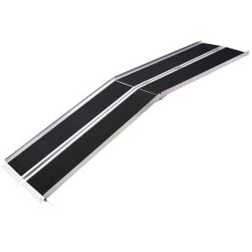 Wheel Chair Ramp 10ft ,aluminium Threhold Ramp,Portable And Foldable, 600 Pound Capacity, Non-Skid Surface, Two Separate Pieces, For Home, Steps, (Option: Silver)