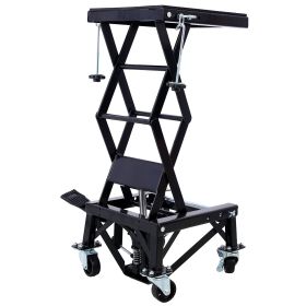 300 Lbs Hydraulic Motorcycle Scissor Jack Lift Foot Step Wheels For Small Dirt Bikes,black Color (Option: Black)