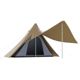 Teepee Camping Tent: 2-3 Person Easy Setup with Porch for Outdoor Hiking (Color: default)