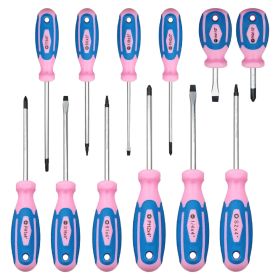 12-Piece Screwdriver Tool Set, Home Renovation Tools, Hand Tool Set, Powder Blue Tool Set (Option: pink)